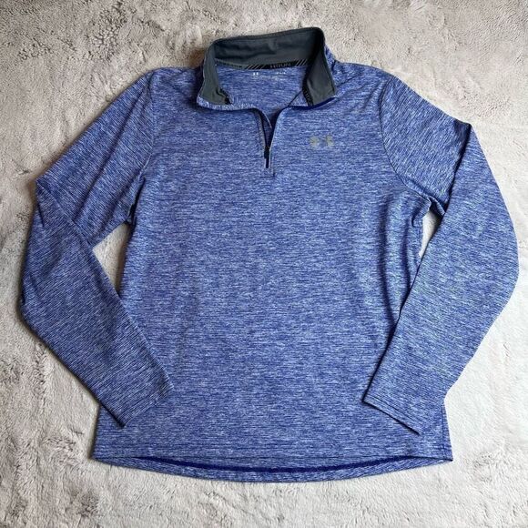 Under Armour Heat Gear 1/4 Zip Long Sleeve Womens Size Large Fitted Run Activewe - Picture 1 of 9